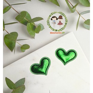 Патч 3D "Сердечко", кожзам, 3,6*3 см, цвет зеленый, 1 шт