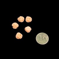 Кабошон "Роза",  8 мм, персиковый, 1 шт