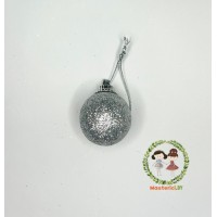 Новогоднее украшение "Шарик" в глиттере, серебро