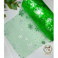 Фатин "Снежинки", 15см, 1м, цвет зеленый