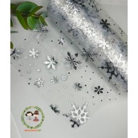 Фатин "Снежинки", 15см, 1м, цвет бело-серебристый