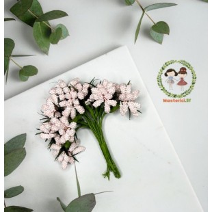 Букетик тычинок для цветов, 11-12 букетиков в связке, цвет нежно-розовый