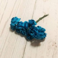 Букетик роз бумажный, 15 мм, 12 головок, голубой