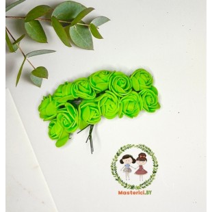 Букет розочек из фоамирана, размер 25 мм, 12 головок, цвет зеленый